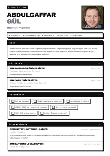 Bilgisayar Programcısı CV Örnekleri cv indir
